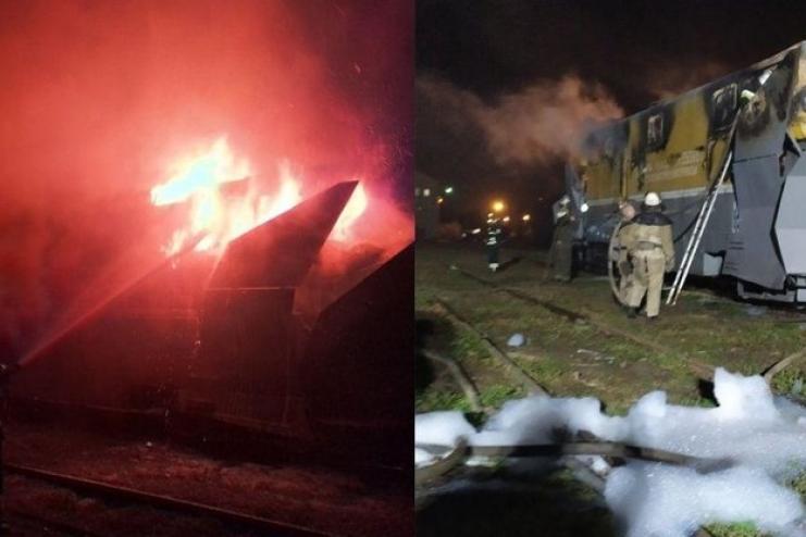 В Одесской области на железной дороге сгорела снегоуборочная машина