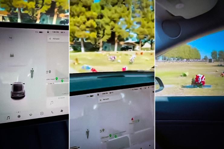 Датчики Tesla обнаружили невидимого человека на кладбище