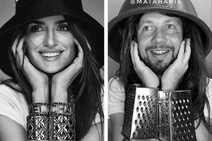 Смешные пародии на звёзд с помощью подручных средств