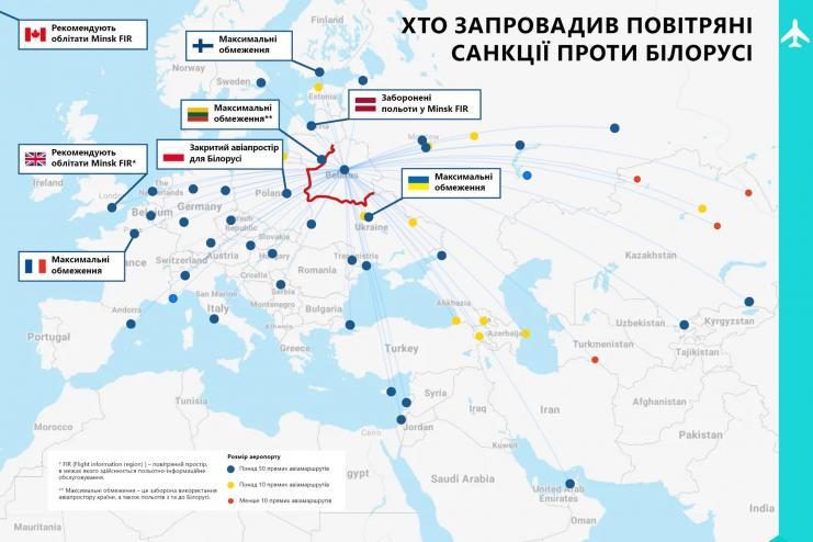 Украина полностью закрывает небо для Беларуси