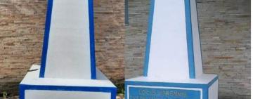 На Закарпатті випадково заштукатурили напис на знаку центру Європи