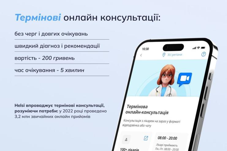 На Helsi запустили термінові онлайн-консультації з лікарями
