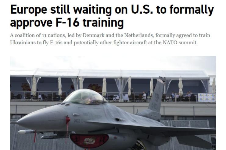 Європа все ще чекає від США офіційної згоди на навчання на F-16, - Politico