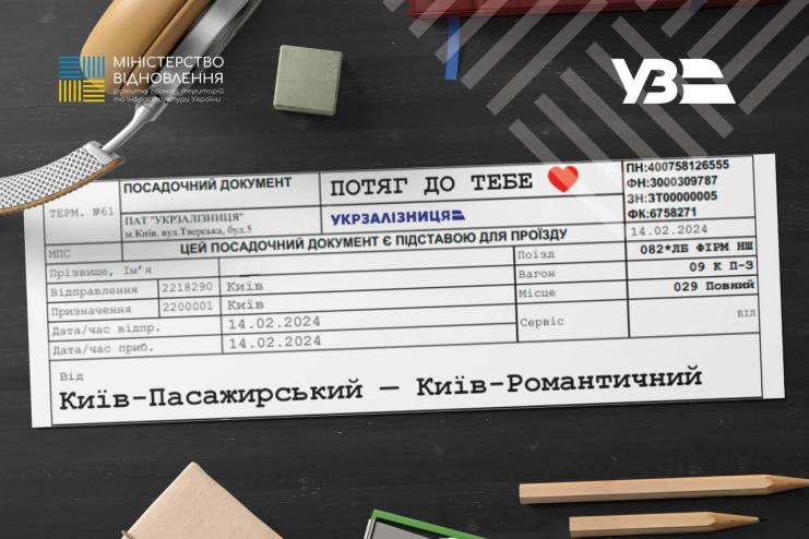 Укрзалізниця до Дня закоханих запускає романтичний експрес «Потяг до тебе»
