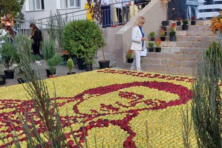 Школярі ліцею на Одещині встановили рекорд, створивши портрет Лесі Українки з яблук