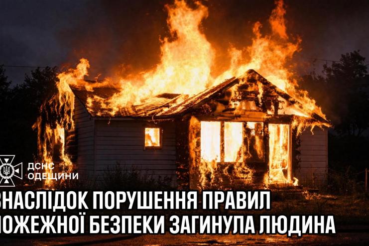 На Одещині через порушення правил пожежної безпеки загинув чоловік